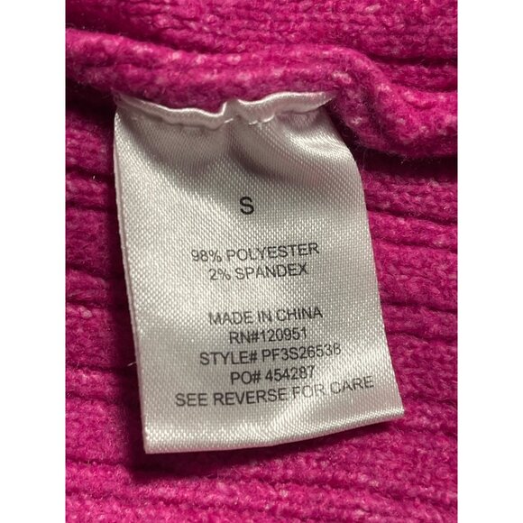 Pink Rose Cropped Magenta Striped Ribbed Knit Sweater Womens Small Pink White - Picture 5 of 6